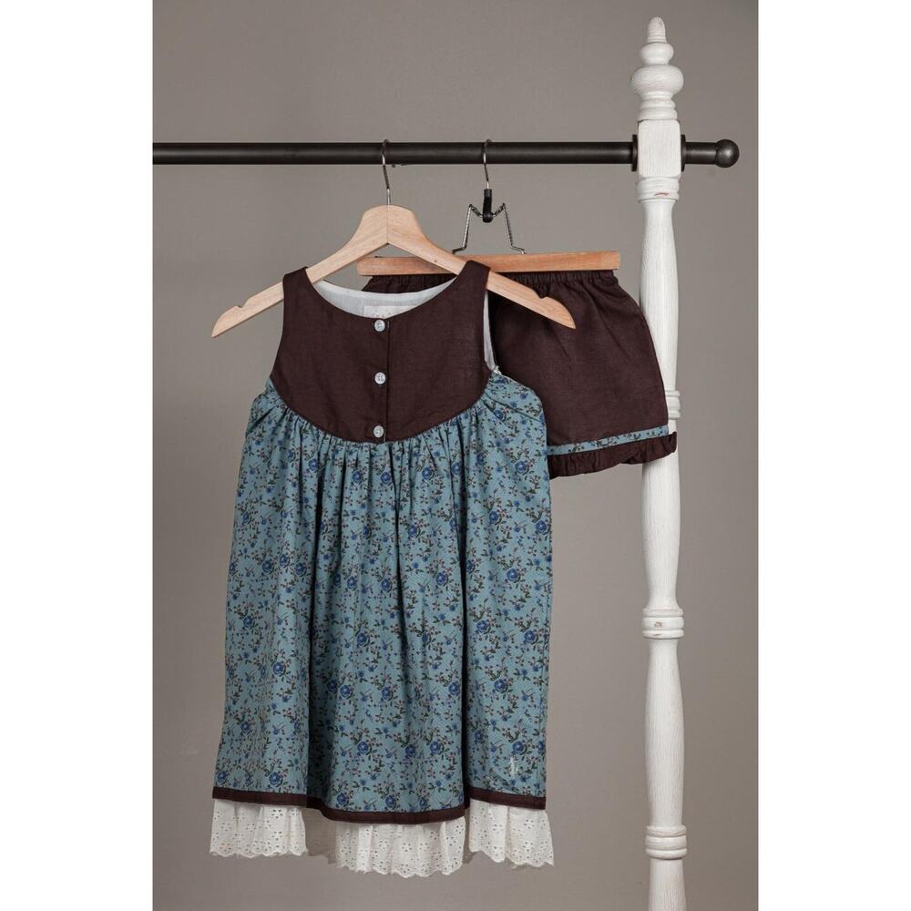 Well Dressed Wolf Blue Autumn Rose Sandy Dress Shorts Set Size 8 NWT